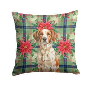 Roan Brittany Christmas PoinsettIas Throw Pillow Decorative Indoor Outdoor Accent Cushion for Couch, Bed or Patio, 14Hx14W
