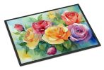 NEW Roses in Watercolor Doormat Front Door Mat Indoor Outdoor Rugs for Entryway, Non Slip Washable Low Pile, 18H X 27W