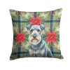Blue Lakeland Terrier Christmas PoinsettIas Throw Pillow Decorative Indoor Outdoor Accent Cushion for Couch, Bed or Patio, 18Hx18W