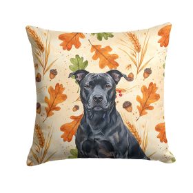 Black American Staffordshire Terrier Heirloom Fall Throw Pillow Decorative Indoor Outdoor Accent Cushion for Couch, Bed or Patio, 14Hx14W