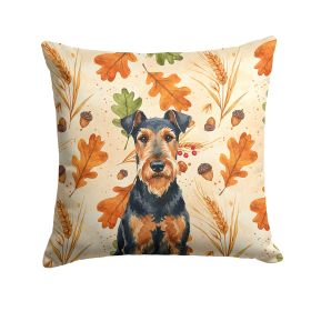 Airedale Terrier Heirloom Fall Throw Pillow Decorative Indoor Outdoor Accent Cushion for Couch, Bed or Patio, 14Hx14W