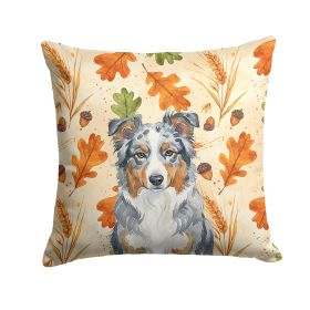 Blue Merle American Shepherd Heirloom Fall Throw Pillow Decorative Indoor Outdoor Accent Cushion for Couch, Bed or Patio, 14Hx14W