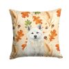 White Akita Heirloom Fall Throw Pillow Decorative Indoor Outdoor Accent Cushion for Couch, Bed or Patio, 14Hx14W
