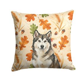 Sable and White Alaskan Malamute Heirloom Fall Throw Pillow Decorative Indoor Outdoor Accent Cushion for Couch, Bed or Patio, 14Hx14W