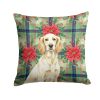 Lemon Belton English Setter Christmas PoinsettIas Throw Pillow Decorative Indoor Outdoor Accent Cushion for Couch, Bed or Patio, 18Hx18W