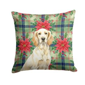 Lemon Belton English Setter Christmas PoinsettIas Throw Pillow Decorative Indoor Outdoor Accent Cushion for Couch, Bed or Patio, 18Hx18W