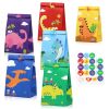 12Packs Christmas Dinosaur Candy Bags with 24Pcs Stickers Party Favor Bags Paper Gift Bags Treat Goody Gift Wrapping Bags for Christmas Halloween Dino