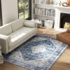 HOMCOM 4x6 Area Rug, Vintage Washable Rug, Non-Slip Floor Carpet for Living Room, Bedroom, Dining Room, Blue