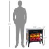 HOMCOM Electric Fireplace Stove, Infrared Fireplace Heater with Realistic Flame & Adjustable Temperature, 1500W, Black