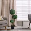 HOMCOM 3ft Artificial Boxwood Topiary Tree in Pot Indoor Outdoor Decor for Home Office Living Room