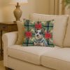 Blue Heeler Australian Cattle Dog Christmas PoinsettIas Throw Pillow Decorative Indoor Outdoor Accent Cushion for Couch, Bed or Patio, 14Hx14W