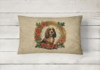 Christmas Flowers Frame Throw Pillow Throw Pillow for Indoor Couch Bed Outdoor Patio Washable, English Cocker Spaniel 2357,12Hx16W
