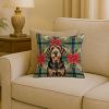 Black and Tan Otterhound Christmas PoinsettIas Throw Pillow Decorative Indoor Outdoor Accent Cushion for Couch, Bed or Patio, 18Hx18W