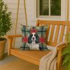 Black and White English Springer Spaniel Christmas PoinsettIas Throw Pillow Decorative Indoor Outdoor Accent Cushion for Couch, Bed or Patio, 18Hx18W