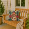 Orange Nova Scotia Duck Tolling Retriever Christmas PoinsettIas Throw Pillow Decorative Indoor Outdoor Accent Cushion for Couch, Bed or Patio, 18Hx18W