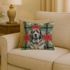 Gray Newfoundland Christmas PoinsettIas Throw Pillow Decorative Indoor Outdoor Accent Cushion for Couch, Bed or Patio, 18Hx18W