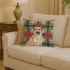 Anatolian Shepherd Dog Christmas PoinsettIas Throw Pillow Decorative Indoor Outdoor Accent Cushion for Couch, Bed or Patio, 14Hx14W
