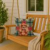 Ruby English Toy Spaniel Christmas PoinsettIas Throw Pillow Decorative Indoor Outdoor Accent Cushion for Couch, Bed or Patio, 18Hx18W