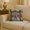 Blue Neapolitan Mastiff Christmas PoinsettIas Throw Pillow Decorative Indoor Outdoor Accent Cushion for Couch, Bed or Patio, 18Hx18W