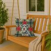 Blue Lakeland Terrier Christmas PoinsettIas Throw Pillow Decorative Indoor Outdoor Accent Cushion for Couch, Bed or Patio, 18Hx18W