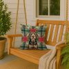 Black and Tan Otterhound Christmas PoinsettIas Throw Pillow Decorative Indoor Outdoor Accent Cushion for Couch, Bed or Patio, 18Hx18W