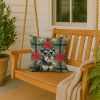 Black & Silver Miniature Schnauzer Christmas PoinsettIas Throw Pillow Decorative Indoor Outdoor Accent Cushion for Couch, Bed or Patio, 18Hx18W
