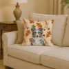 Blue Merle American Shepherd Heirloom Fall Throw Pillow Decorative Indoor Outdoor Accent Cushion for Couch, Bed or Patio, 14Hx14W