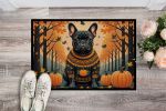 Black French Bulldog Fall Doormat Front Door Mat Indoor Outdoor Rugs for Entryway, Non Slip Washable Low Pile, 24H X 36W