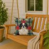 Tricolor Japanese Chin Christmas PoinsettIas Throw Pillow Decorative Indoor Outdoor Accent Cushion for Couch, Bed or Patio, 18Hx18W