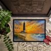 Beach Lighthouse Doormat Front Door Mat Indoor Outdoor Rugs for Entryway, Non Slip Washable Low Pile, 24H X 36W