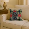 Black Portuguese Water Dog Christmas PoinsettIas Throw Pillow Decorative Indoor Outdoor Accent Cushion for Couch, Bed or Patio, 18Hx18W