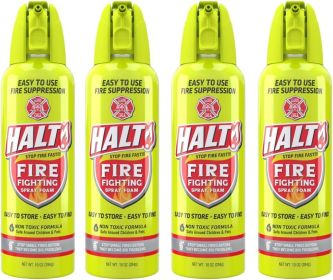HALT! Handheld Fire Fighting Foam Spray – Non-Toxic, Easy to Use, Store, and Find in Emergency – Compact & Portable – Ideal for Home, Kitchen (size: 4 Pack)